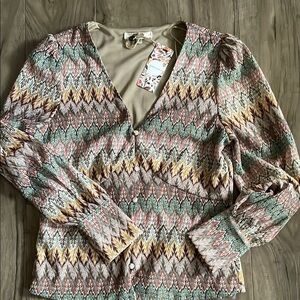 Gimmicks by BKE Multicolor Patterned Blouse